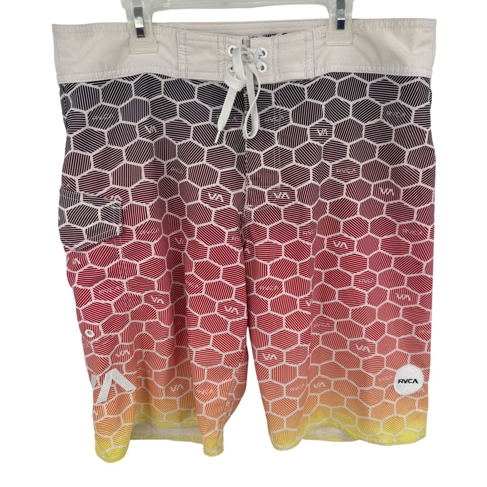 RVCA ANP‎ Mens Board Shorts Size 31 Geometric Honeycomb Gradient Swim Trunks